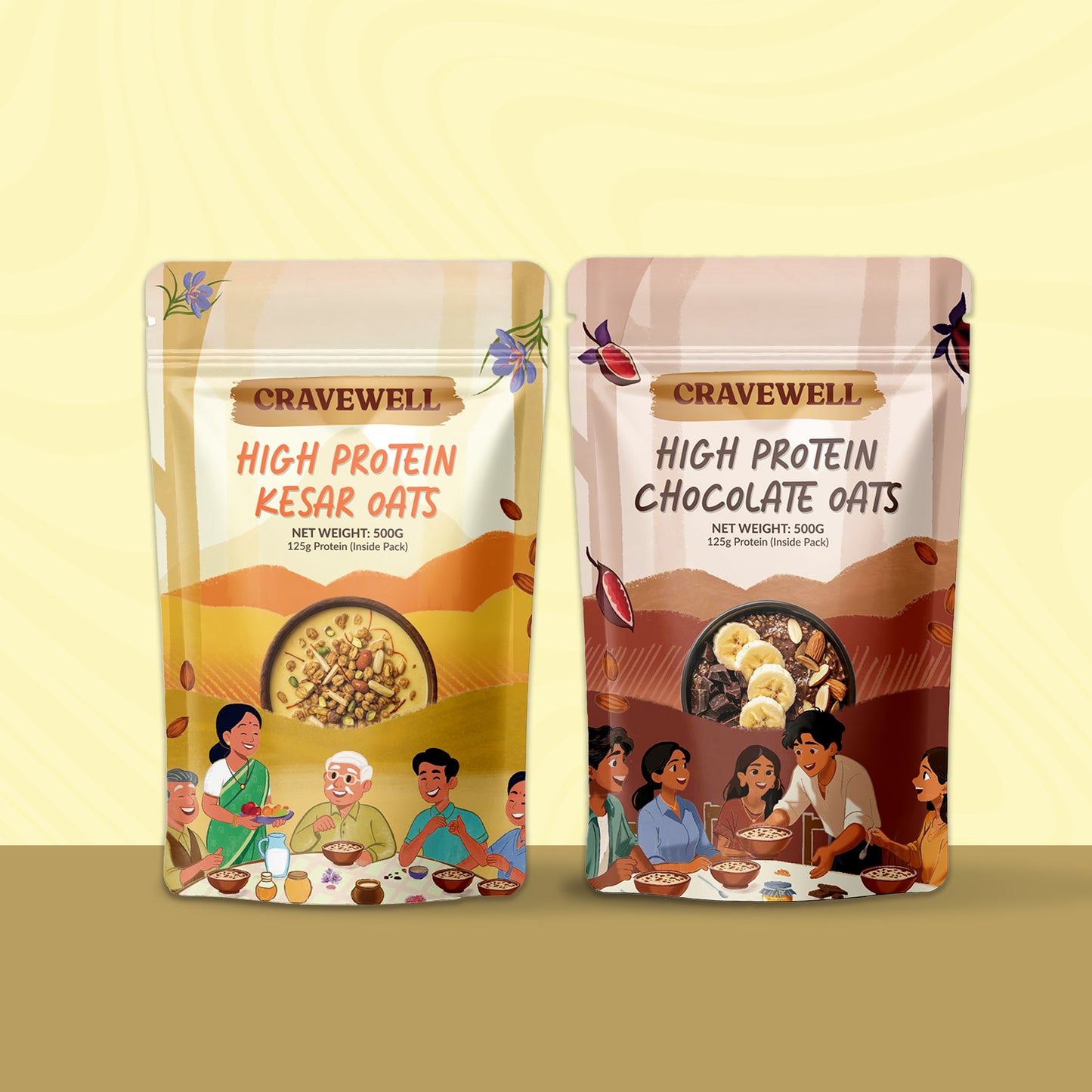 Oats Duo Pack – 2 x 500g (Chocolate + Kesar / Chocolate + Chocolate / Kesar + Kesar)